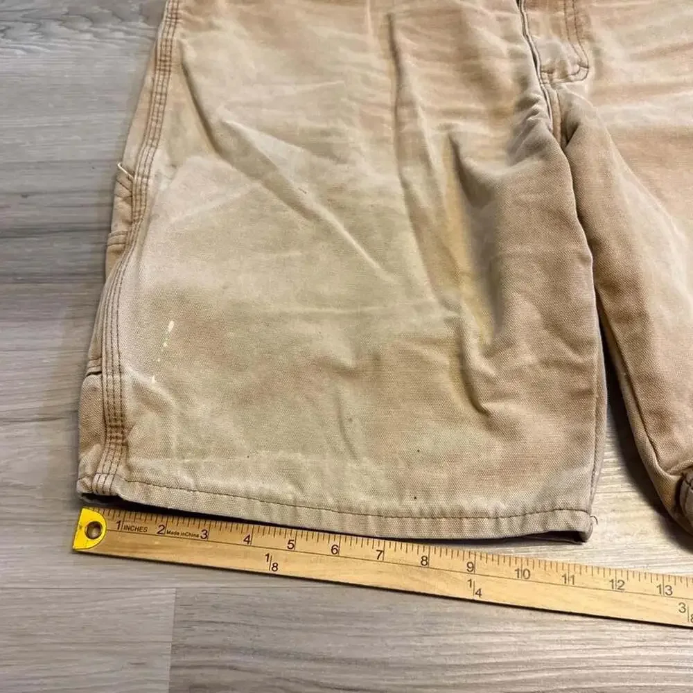 Dickies Duck Carpenter Utility Shorts Brown Canvas Workwear Size 38